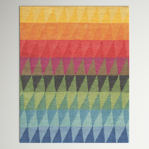 Harriet Bee Javeed Handmade Tufted Wool Blue/Green/Yellow Rug & Reviews | Wayfair