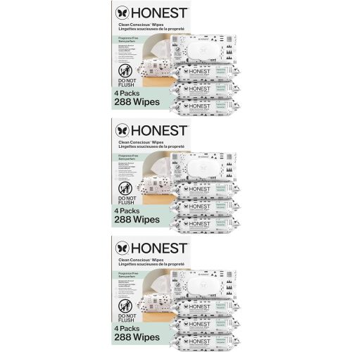 The Honest Company Hypoallergenic Multi-Use Baby Wipes for Sensitive Skin Baby Pattern Play 288 Count (Pack of 3)