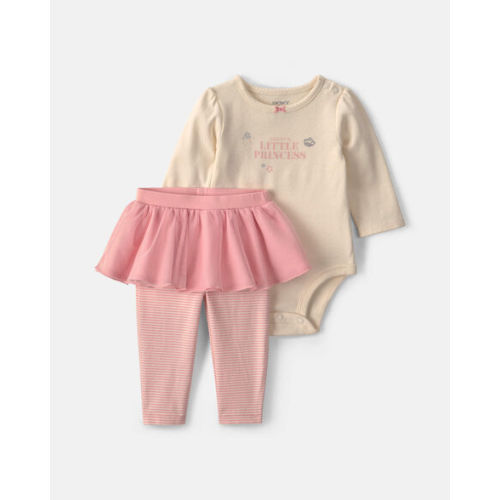 Baby Girl 2-Piece 'Daddy's Little Princess' Long-Sleeve Bodysuit & Tulle Pant Set - Pink/Cream | Carter's
