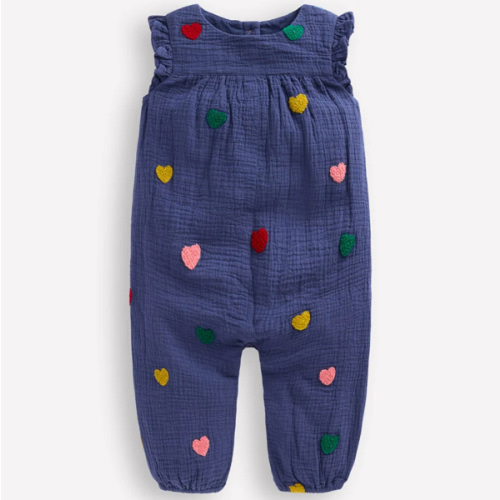 Ruffle Sleeve Romper-Navy Hearts | Boden USA