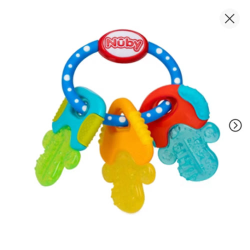 Nuby Ice Gel Teether Keys - Silicone Soothing Baby Teether Toys for Infants - Gentle for Sore Gums Colorful and Fun Toys - Safe and Durable Infant Baby Teething Toy - Blue