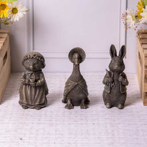 3 Peter Rabbit Beatrix Potter Ornaments Figures Indoor / Garden  Decorative Set