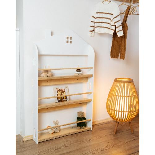 House-Shaped Montessori Bookshelf: Birch Plywood Kids Book Storage
