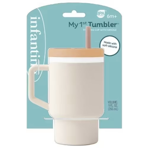 Infantino 9 fl oz Silicone My 1st Tumbler Soft Sippy Cup - Vanilla Cream