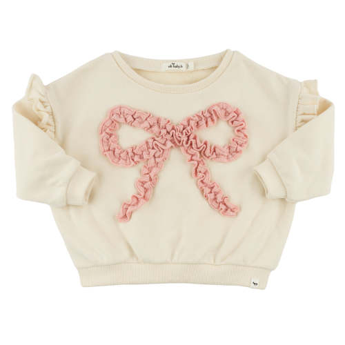 oh baby! Ruffle Slouch Sweatshirt - Ruffle Bow - Natural