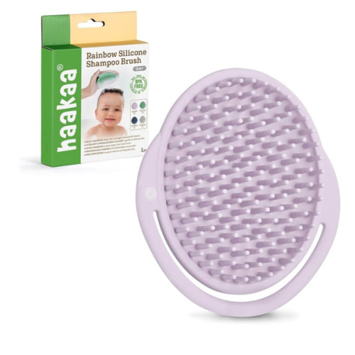 haakaa Silicone Shampoo Brush - Cradle Cap Brush Comb - Baby Hair Scrubber - Newborn Essentials Must Haves - 1pk-Lavender