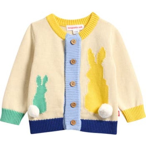 Kids' Bunny Intarsia Cotton Cardigan, 12-18M