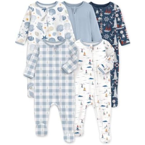 Yoofoss Baby Sleepers 5 pack 100% Organic Cotton, Girl Boys Newborn Pajamas