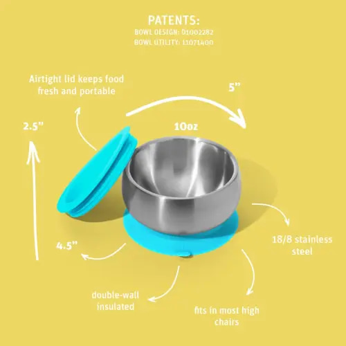 Baby Bowl + Storage Lid | Stainless Steel & Silicone