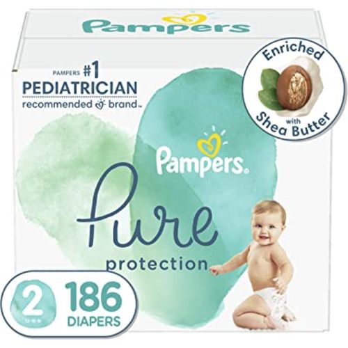 Pampers Pure Protection Disposable Baby Diapers, Hypoallergenic and Unscented Protection - Size 2