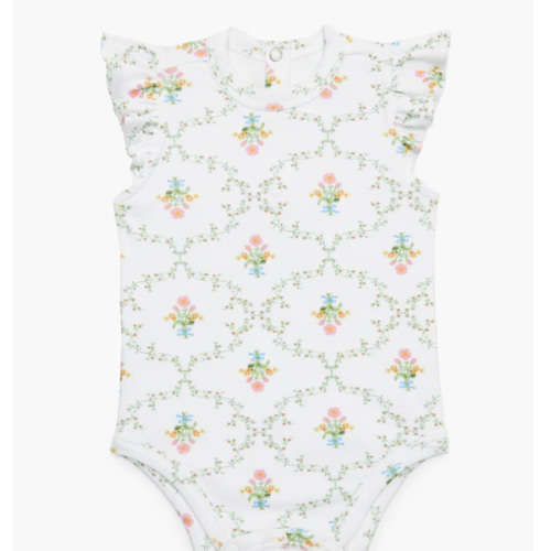 The Jillee Ruffle Onesie - Pastel Trellis