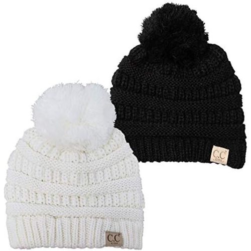 Funky Junque Toddler Pom Beanie – Kids Winter Hat for Ages 1–4, Baby Boy & Girl Knit Beanies, Warm Cozy Knit Snow Hats