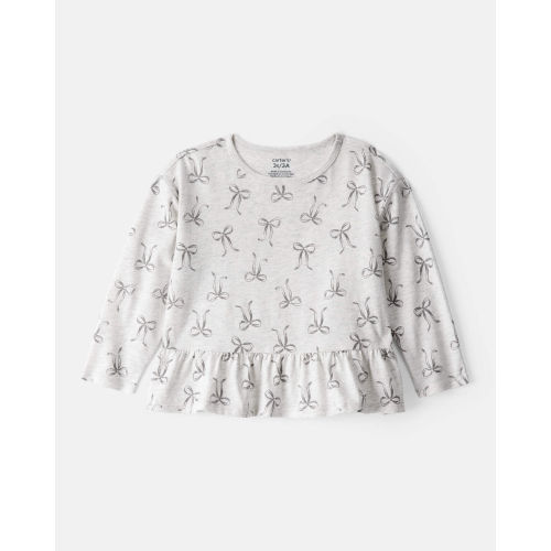 Toddler Girl Bow Print Long-Sleeve Peplum Top - Carter's | Carter's