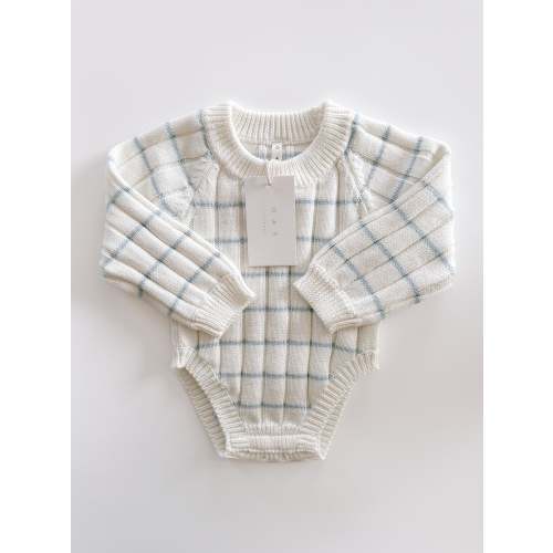 ‘Sky Blue Stripe’ Ribbed Knit Onesie – Oat Co