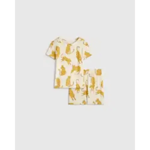 Bamboo Short Sleeve and Shorts Pajama Set - Baby 9-12M in Jungle Cats