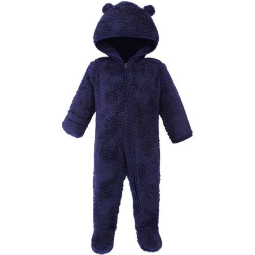 Hudson Baby Faux Shearling Bunting 1pk, Navy Bear, 0-3M
