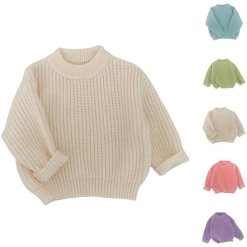 Newborn Plain Ribbed Knit Sweaters Baby Boys Girls Soft Cozy Pullover Sweatshirts Fall Winter Warm Solid Sweaters