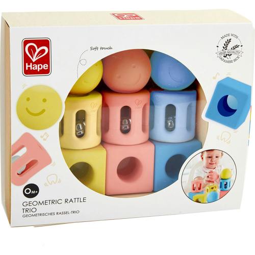 Geometric Soft Touch Rattle Trio