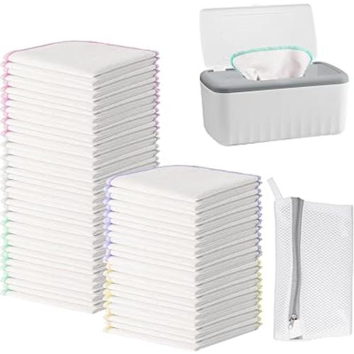 100 Pcs Flannel Cloth Baby Wipes with Dispenser,Reusable Baby Diapers Wipes