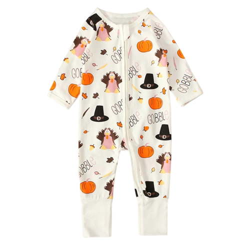 Weebloom Toddler Baby Halloween Pajama Pjs Long Sleeve Pumpkin Pattern Jumpsuit Outfit Toddlers 0-3 Years Rompers 3-6 Months