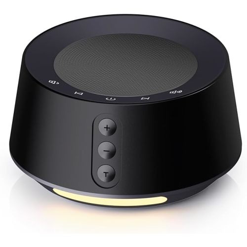 BGOVERSS White Noise Sound Machine with 20 Soothing Sounds, 10 Colors Night Light Sleep Machines Home Office Travel, 5 Timers and Memory Feature Sound Machine for Nursery Baby Kids Adults (Black)