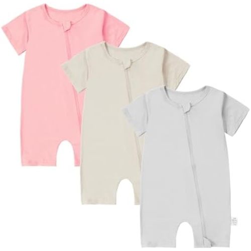 MICHLEY Bamboo Viscose Baby Pajamas 3 Pack, Two Way Zipper Bamboo Sleepers for Toddler, Newborn Sleeper & Baby Romper,Gift