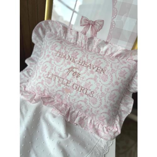 Thank Heaven for Little Girls Embroidered Nursery Pillow, Baby Shower Gift, keepsake personalized