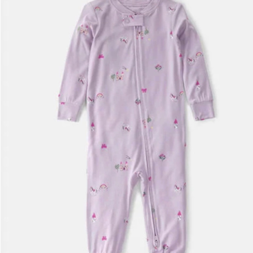 Baby Girl Fairytale PurelySoft 2-Way Zip 1-Piece Pajama - Purple | Carter's