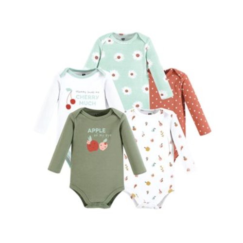 Hudson Baby Cotton Long-Sleeve Bodysuits, 5-Pack, Newborn- 24 Months