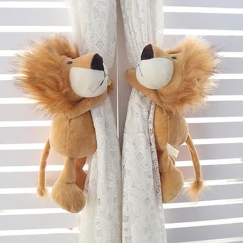 1 Pair Cute Animal Curtain Tiebacks Buckle Hook Fastener Cartoon Lion Window Curtain Hook Curtain Holdbacks Curtain Holders Curtain Clips for Home Office Living Room Bedroom Curtain Nursery Room