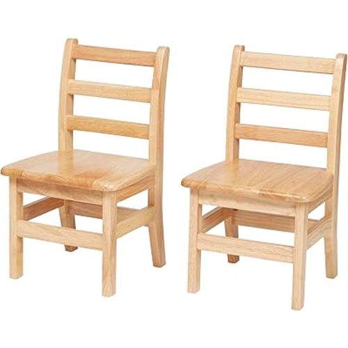 Wooden Ladderback Chairs, 12", Kids Furniture, Natural, 2-Pack