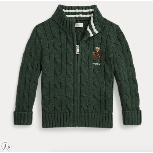 Polo Bear Cotton Full-Zip Sweater