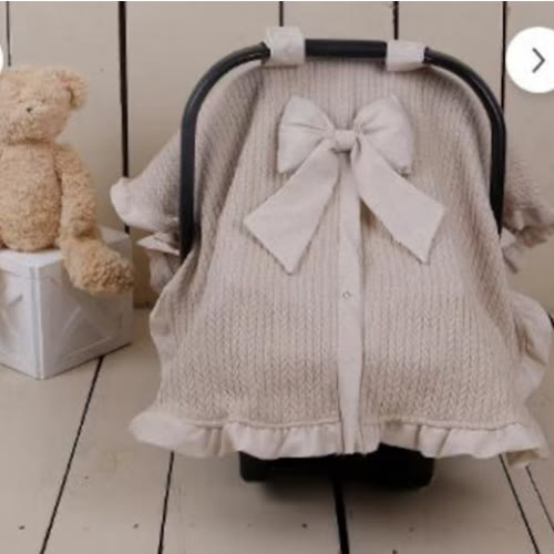 Customizable 2-Piece Baby Woven Cotton Stroller Blanket Cover and Cushion with Orthopedic Lumbar Support