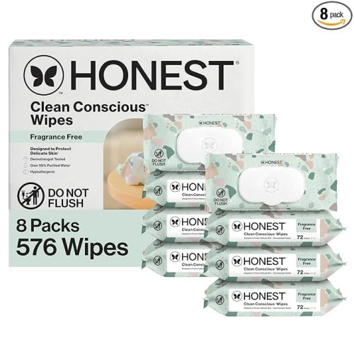 The Honest Company Hypoallergenic Multi-Use Baby Wipes for Sensitive Skin, Geo Mood, 576 Count