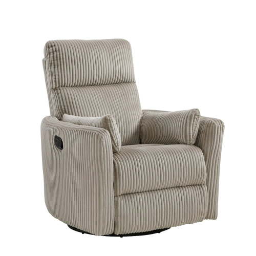 Lexicon Traverse Corduroy Swivel Glider Reclining Chair in Taupe