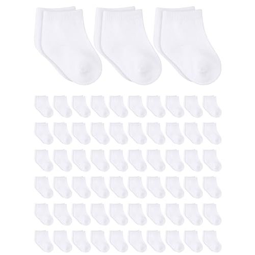 Jecery 60 Pairs Infant Newborn Socks Bulk Cotton Baby Unisex Socks Low Cut Stretch for Toddler Boys Girls