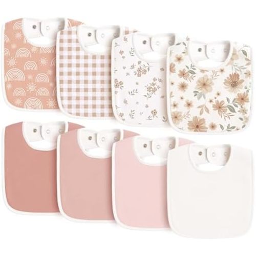 Konssy Baby Bibs 8 Pack Baby Drool Bibs for Unisex Boys and Girls, Soft Absorbent Set for Teething and Drooling
