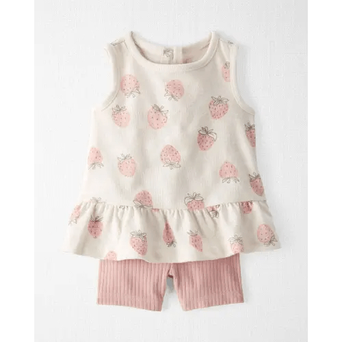 Baby Girl 2-Piece Top & Short Set Made with Organic Cotton in Strawberry Print - Little Planet | Carter's