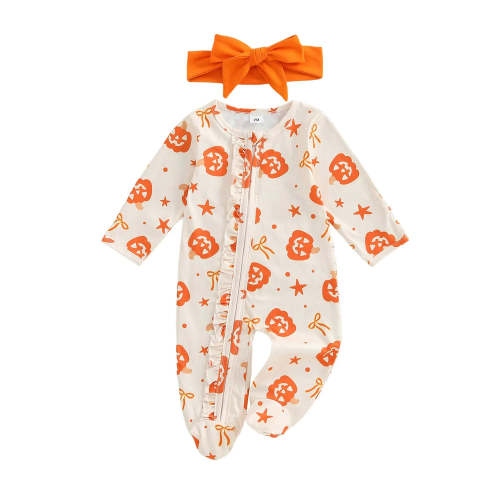 Jack O' Lantern Ruffle Footie