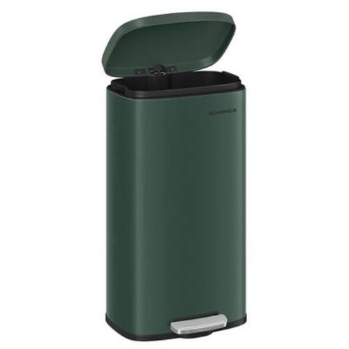 SONGMICS Trash Can with Lid, 8 Gallon Garbage Can, Stainless Steel Small Waste Bin with Step Pedal and Inner Bucket, Retro Green
