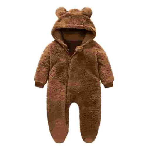 ZyeKqe Winter Baby Clothes keep Warm Fleece Thick 1sie Ear Hooded Jumpsuits Newborn Boys Girls Romper Kids Coats Jackets