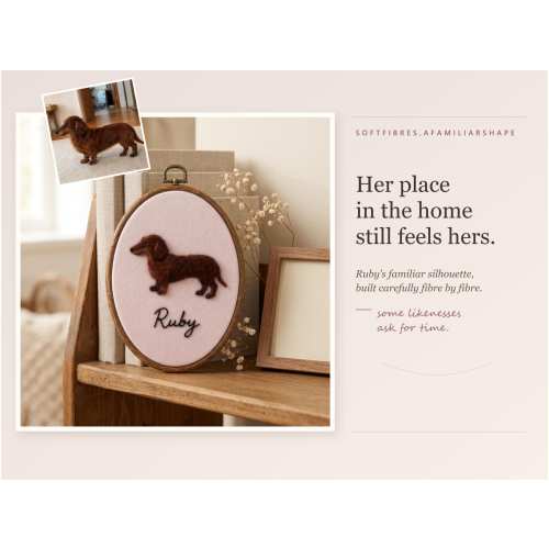 Custom Wool Felt Pet Portrait Hoop, Handmade Memorial Keepsake, Photo to Art