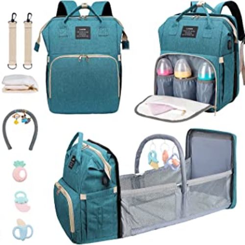 Baby Diaper Bags with Changing Station,900D Oxford Waterproof Diaper Bag Backpack for Moms Dads with USB Charging Port,Large Capacity Baby Essentials(Ungrade-Green)