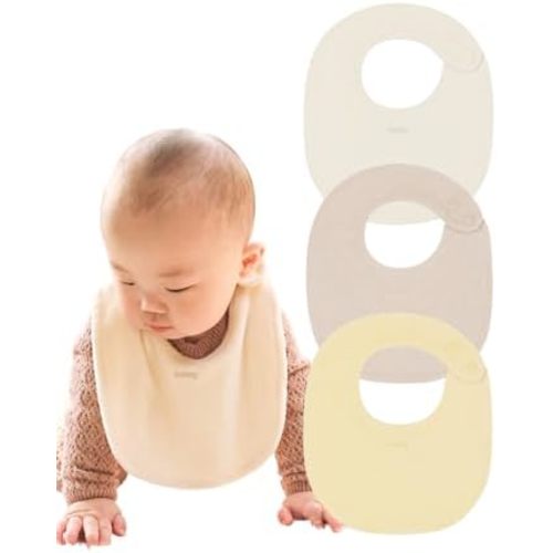 Konny Baby Bibs Terry Towel 3-Pack Set, Soft and Absorbent Cotton Feeding Drooling Infant Toddler Boys and Girls