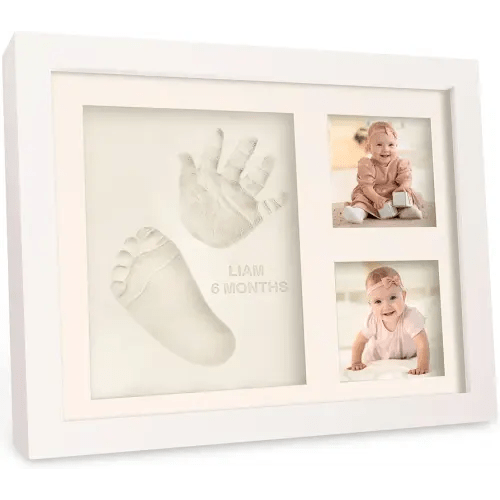 Baby Hand and Footprint Kit - Quick Dry Clay Baby Footprint Kit, Newborn Keepsake, Nursery Picture Frame for Boys, Girls, Personalized Gifts for Shower & Registry, New Mom Gift (Alpine White)