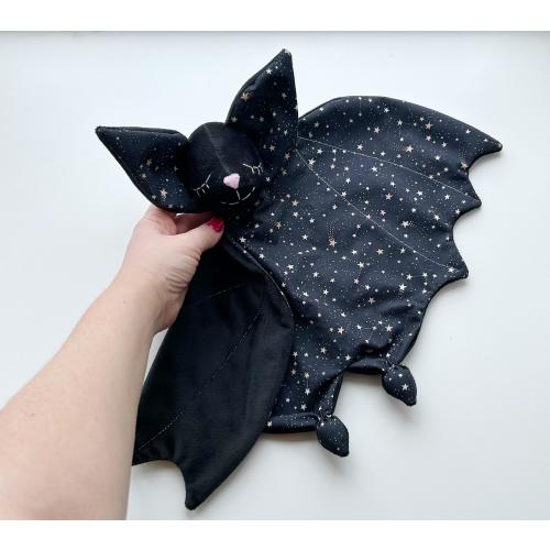 Handmade Spooke Baby lovey bat: gift for gothic baby shower