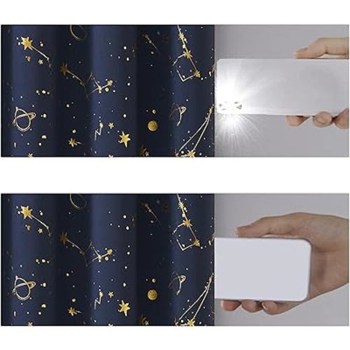 Navy Full Blackout Window Curtains Stellar Metallic Noise Reducing Panels 84 Inches Long Grommet Top for Kid,Thermal Insulation Window Treatment for Boy Girl Bedroom Living Room,52Wx84Lx2