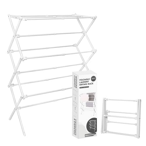 ZOES HOMEWARE 2026 Enhanced Clothes Drying Rack | Foldable Drying Rack Clothing for Laundry | Small Collapsible Portable Dryers for Laundry | Use for Indoor & Outdoor | White 37.5"x29"x12" | 2026 Enhanced Small Collapsible Portable Dryers for Laundry |...