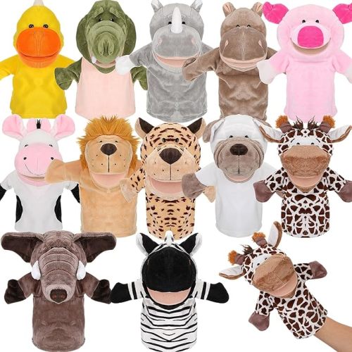 Wettarn 12 Pieces Animal Puppets Set Mouth with Working for Kids Toy for Boys and Girls Storytelling Toddler School Classroom Preschool Birthday(Cute Style)