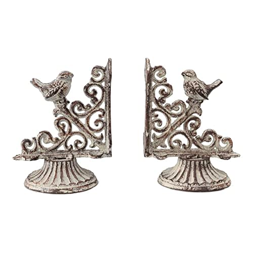 Retrome Vintage Decorative Farmhouse Country Bookends, 2 Pack French Provincial Book Ends, Antique White……